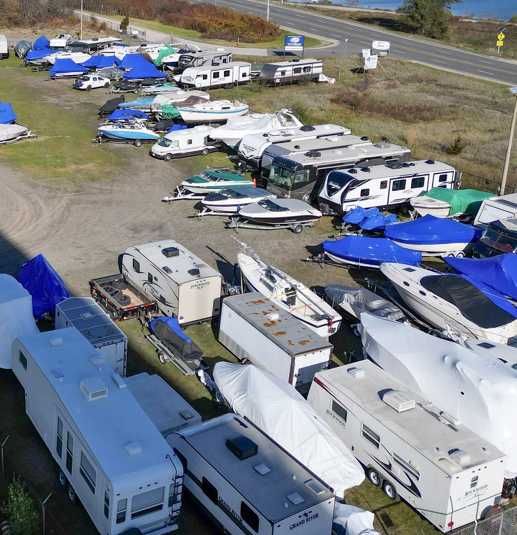 RV in storage lot